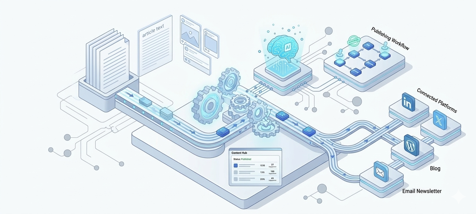 AI content pipeline illustration